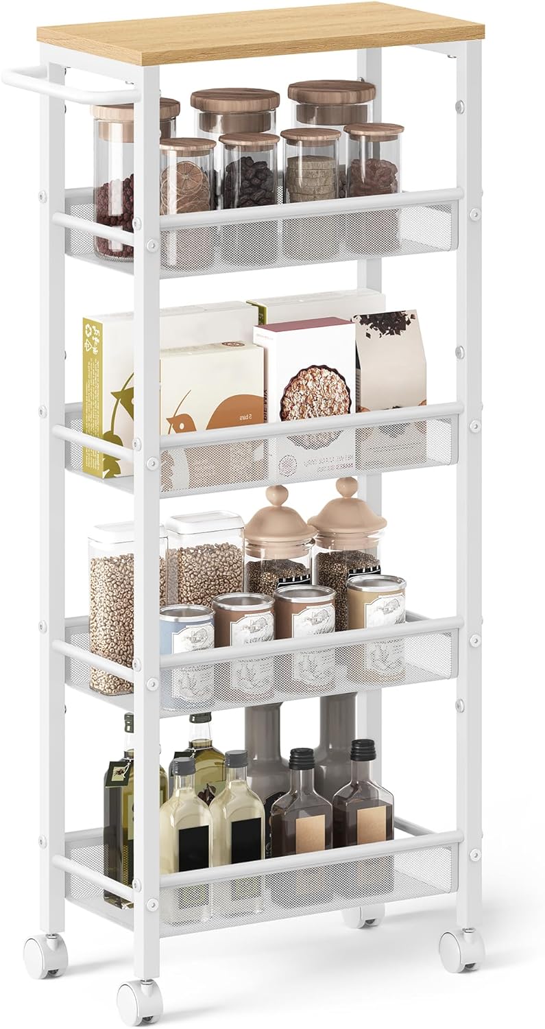 VASAGLE Slim Rolling Cart - 5-Tier Storage Solution for Home
