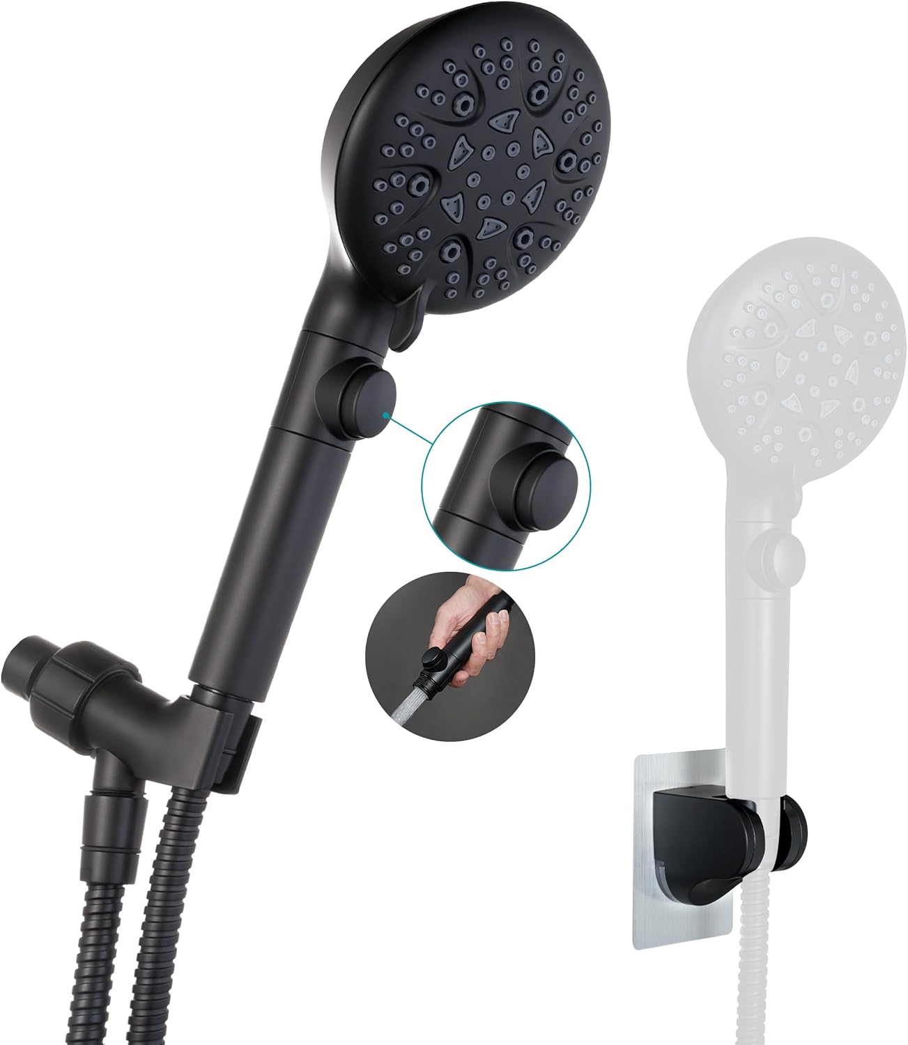 Handheld Shower Head with On Off Switch for High Pressure Use