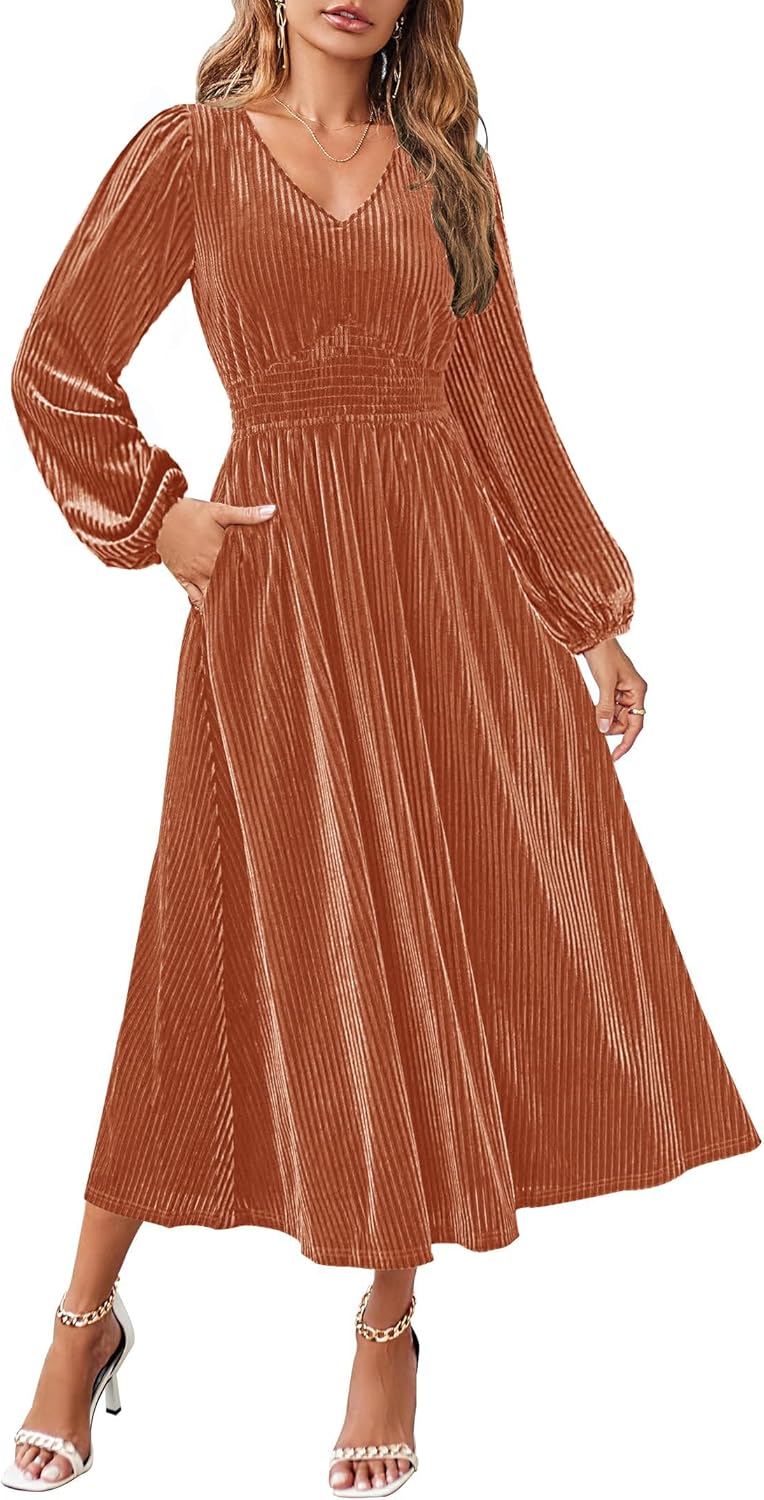 Elegant Velvet Midi Dress for Women - Perfect for Any Occasion