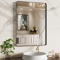 WEER Black Bathroom Mirror 22x30 in Rounded Rectangle Matte Black