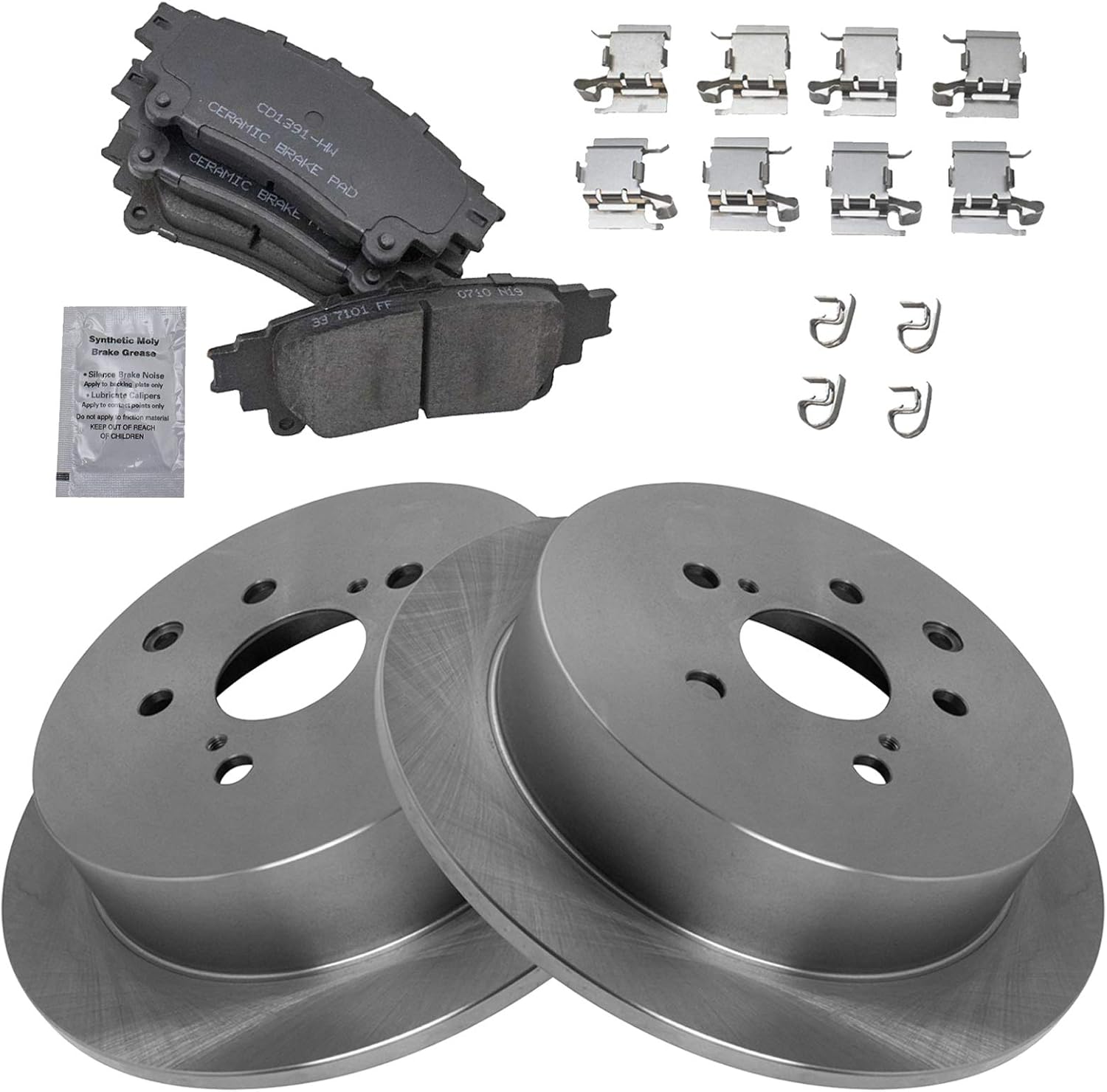 TRQ Rear Brake Pad & Rotor Kit for Lexus RX350 and Toyota Highlander