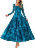 Women Maxi Dress Square Neck Floral Maxi - Elegant Fall 2025