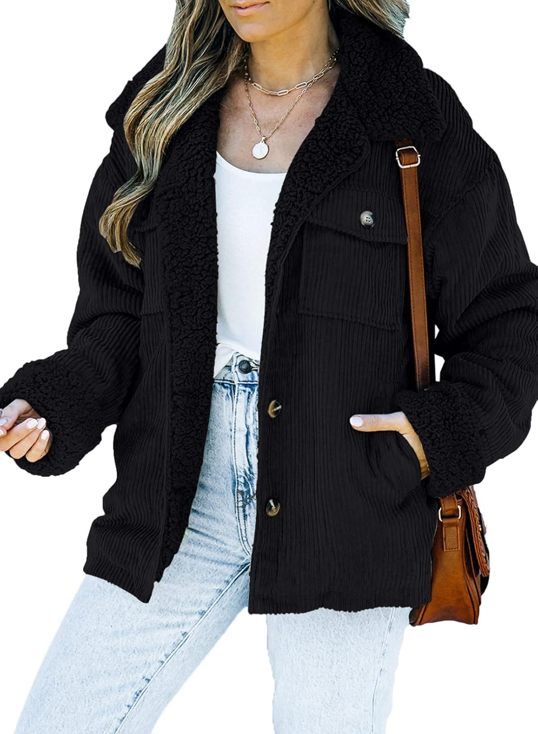 Dokotoo Corduroy Sherpa Jacket for Women - Stylish Winter Coat