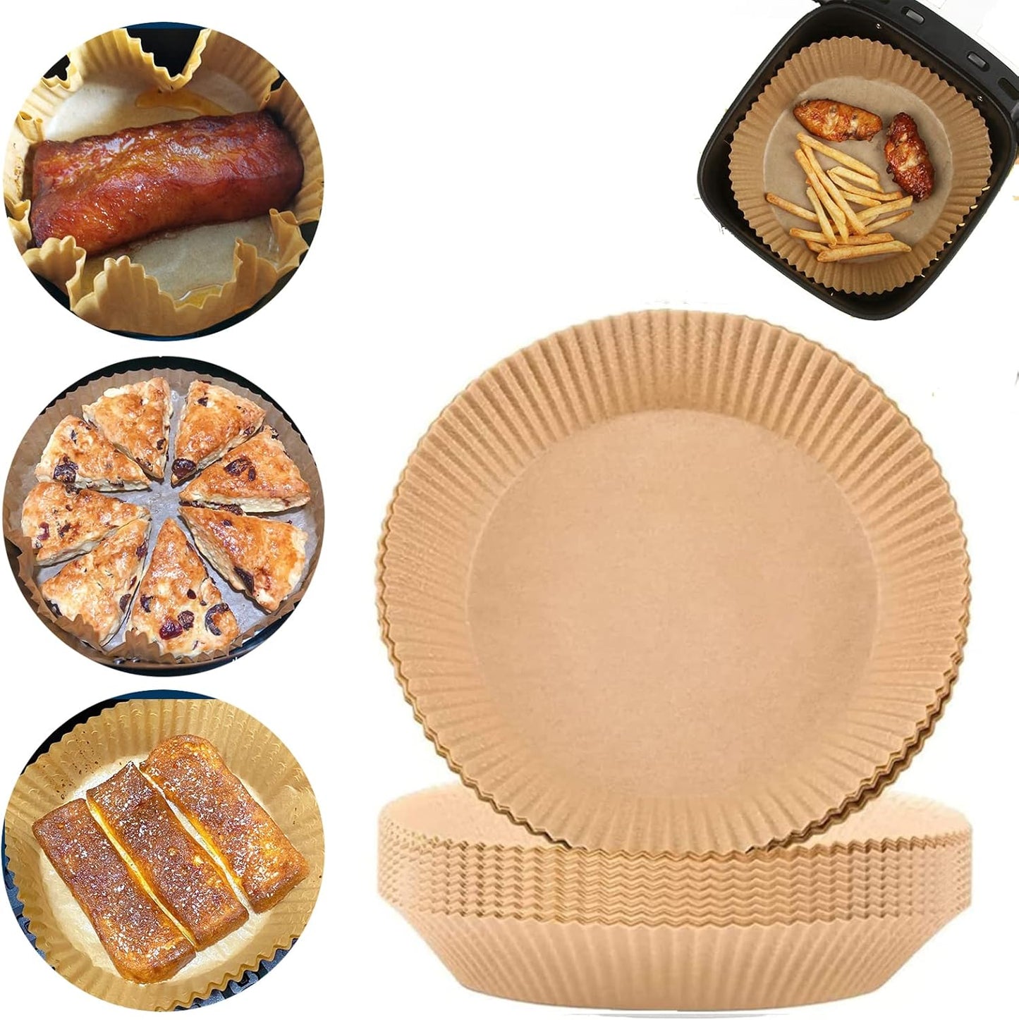 50PCS Non-Stick Round Liners for Mess-Free Cooking