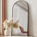 Full Length Mirror 78in x 38in Arched Floor Mirror - Large Black Frame