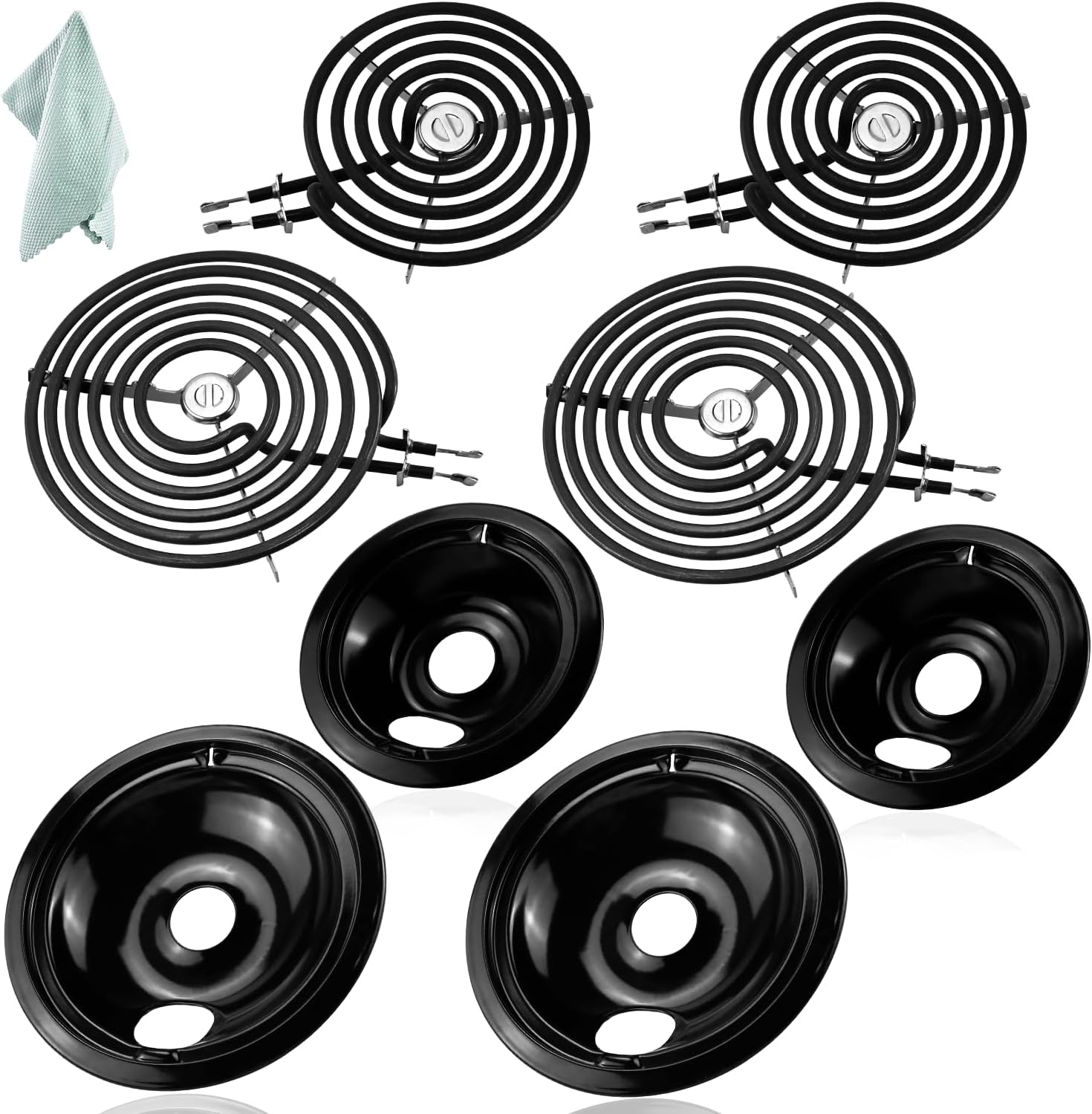 Porcelain Drip Pans and Electric Stove Burners Replacement Set