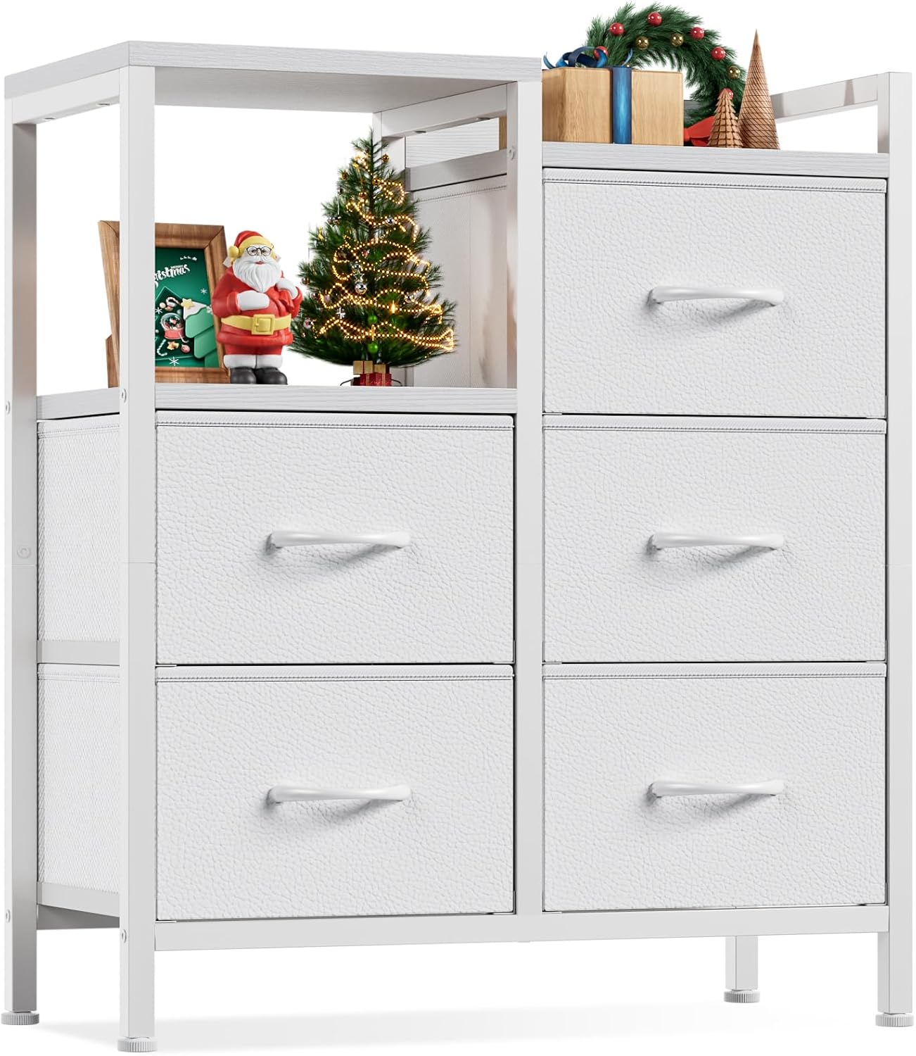 Furnulem 5 Drawer White Dressers for Bedroom Storage Solutions