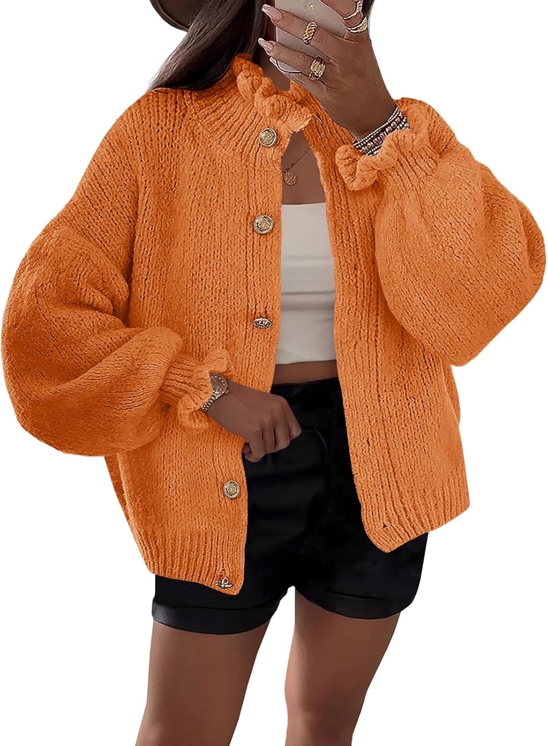 Saodimallsu Womens Ruffle Cardigan for Trendy Fall Style