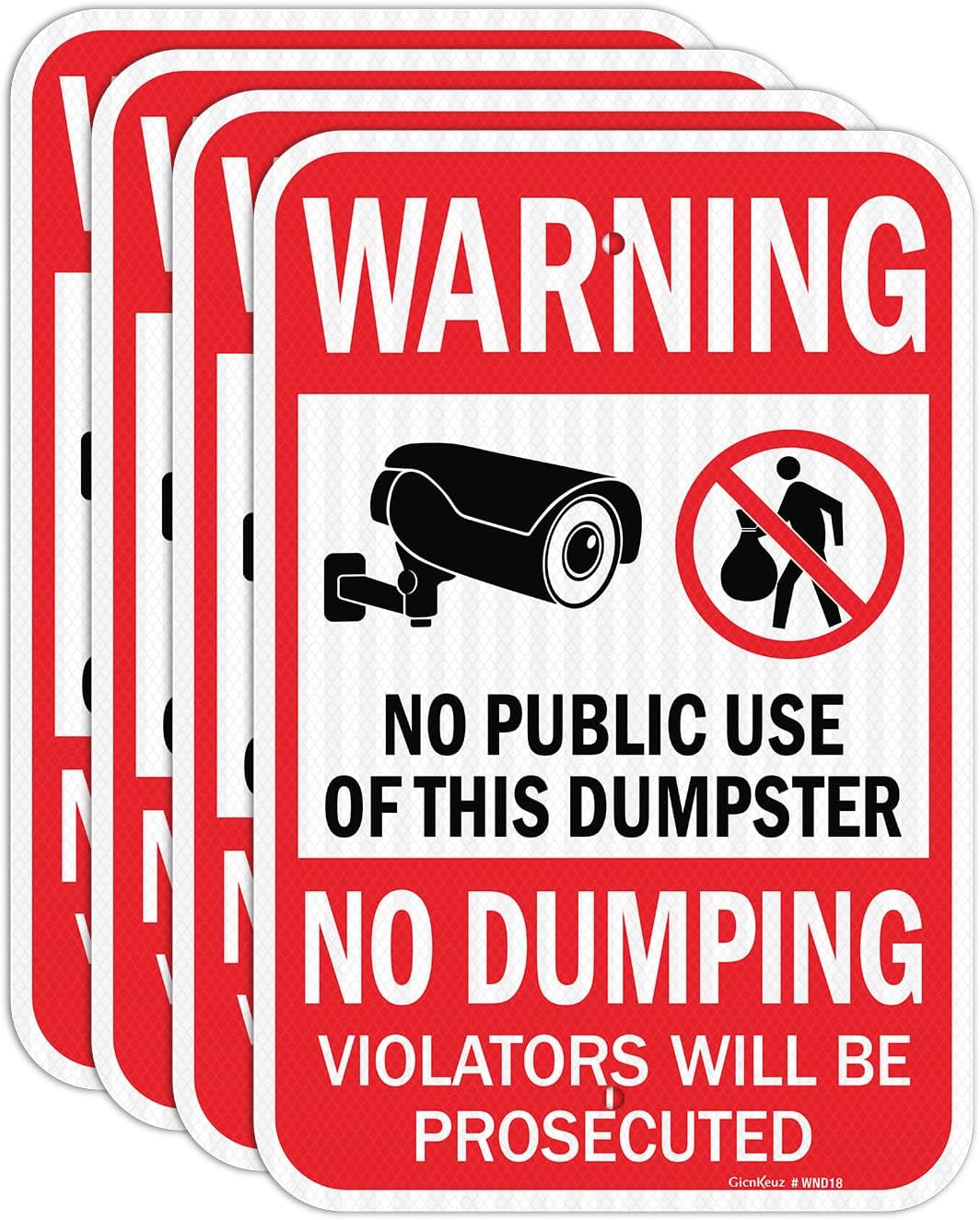 GicnKeuz Large Warning No Dumping Dumpster Sign for Outdoor Use