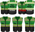 Safety Vest Customize Logo 1 Pack Green Black - Class 2 Visibility