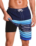 Mens Swim Trunks with Compression Liner 9 in Board Shorts - Quick Dry