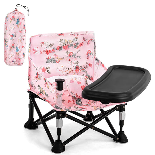 Portable Foldable Booster Seat for Kitchen Chair - Pink Floral