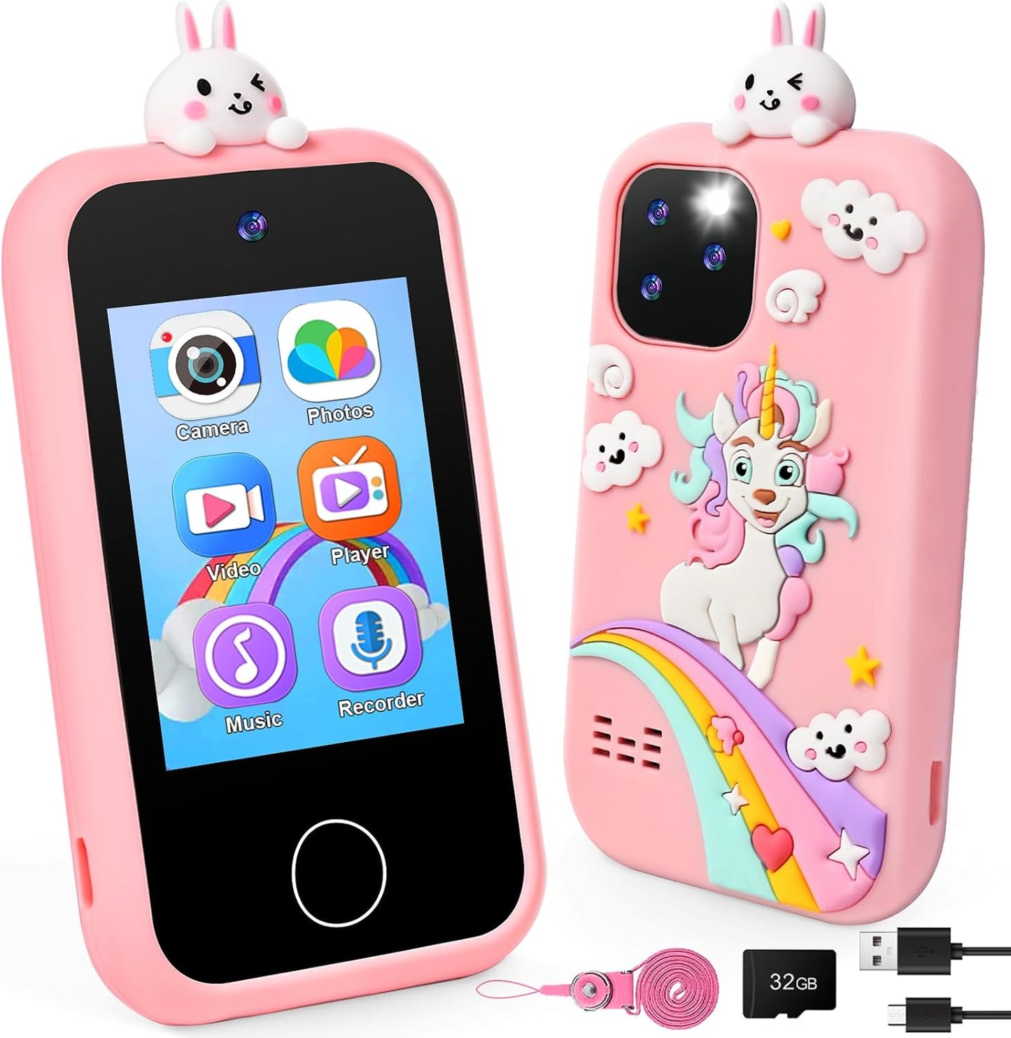 32GB Kids Smart Phone with Dual Camera & Games - Perfect Gift for Girls
