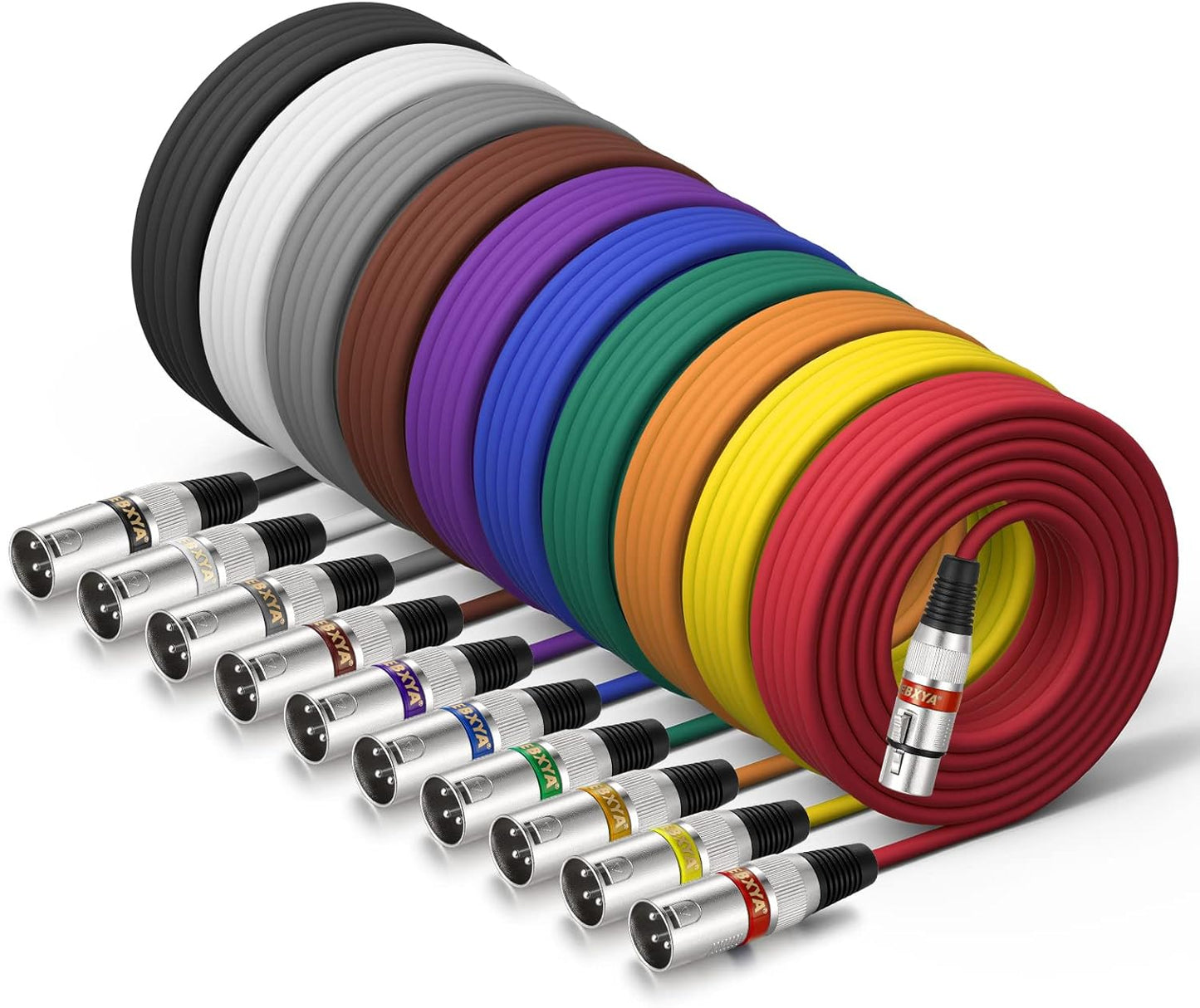 EBXYA 25 ft XLR Cable 10 Pack for Audio Mixer and Speaker Systems