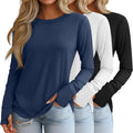 Huukeay 3 Pack Women's Long Sleeve Thumb Hole Tunics - Soft Fit