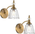 Vintage Brass Wall Sconces Set of Two - Brushed Gold Vanity Lights