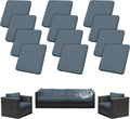 12Pcs Outdoor Cushion Covers Grayish Blue - Stretch Waterproof Set