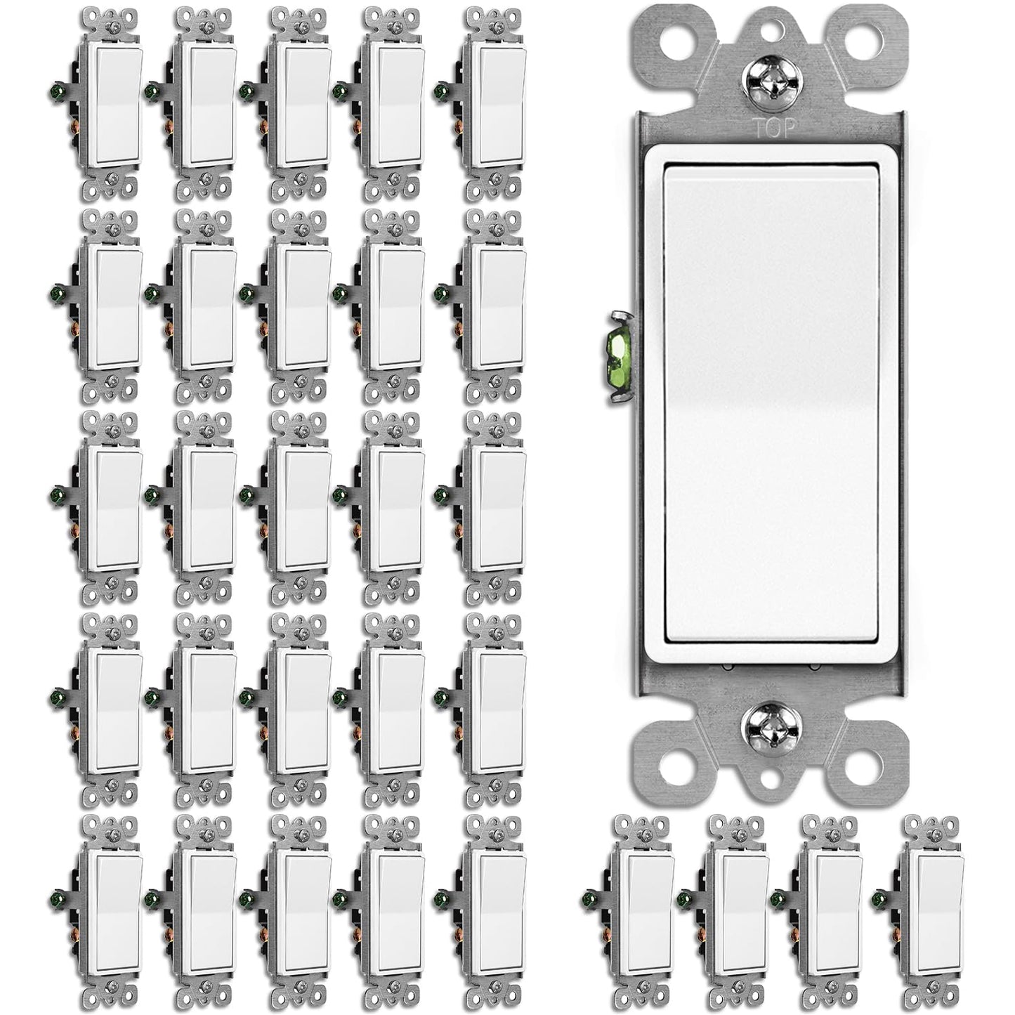 BESTTEN 30 Pack 3 Way Decorator Light Switch for Modern Homes