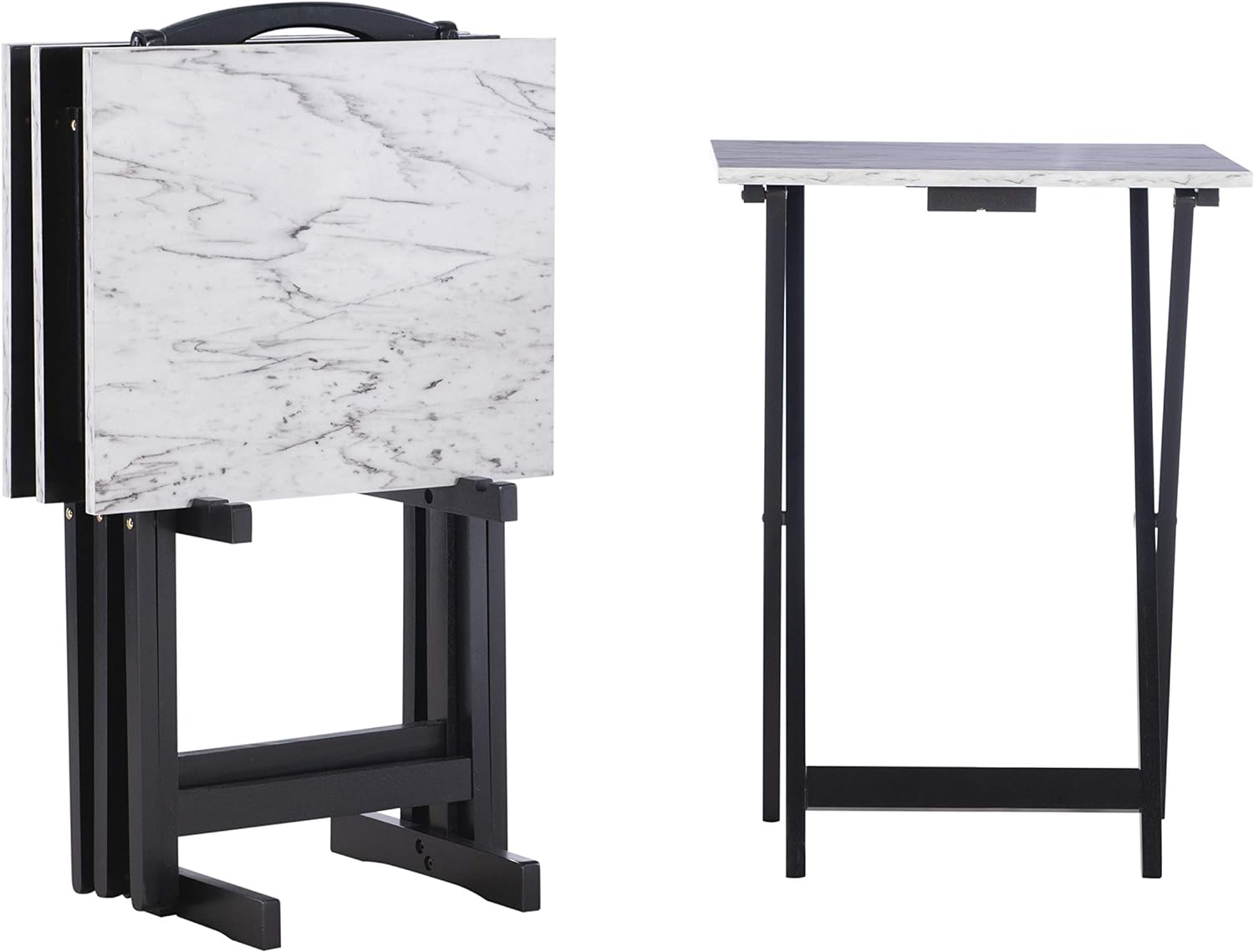 Compact Linon Tray Table Set - Space-saving design in stylish white
