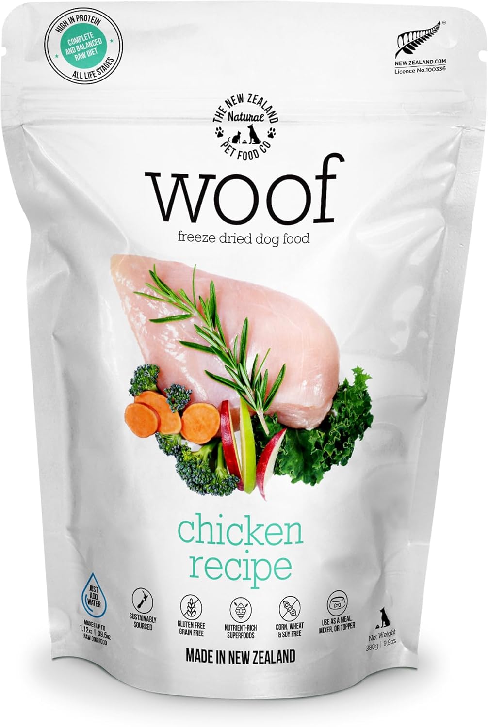 WOOF Freeze Dried Dog Food - Chicken Recipe for Healthy Pets