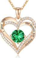 CDE Forever Love Heart Necklace for Women - Birthstone Pendant