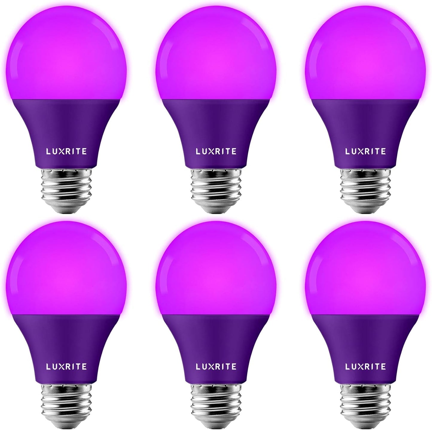 LUXRITE A19 LED Purple Light Bulbs for Vibrant Home Lighting
