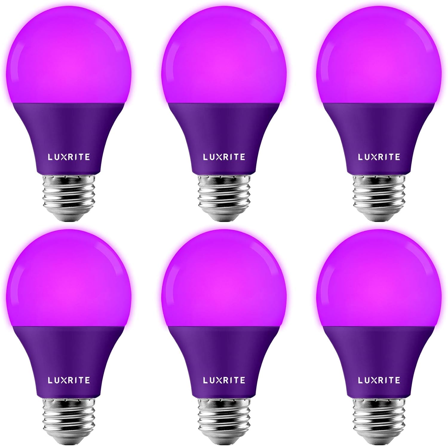LUXRITE A19 LED Purple Light Bulbs for Vibrant Home Lighting