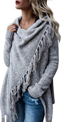 Tassel Hem Sweater Long Cardigan - Versatile Two-Way Wear