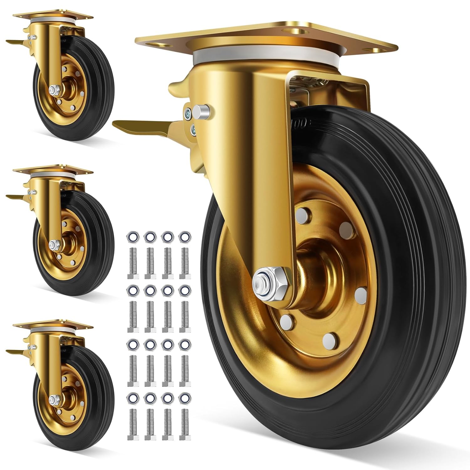 WBD WEIBIDA 8 In Heavy Duty Plate Casters for Industrial Use