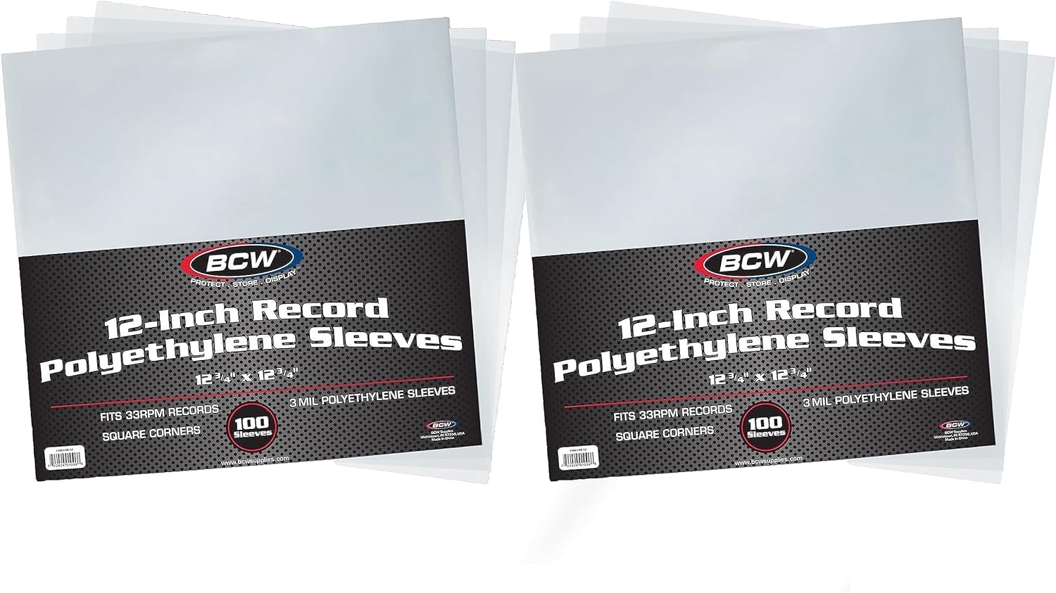 BCW Vinyl Record Sleeves for 12 in LPs - 200-Pack Protection