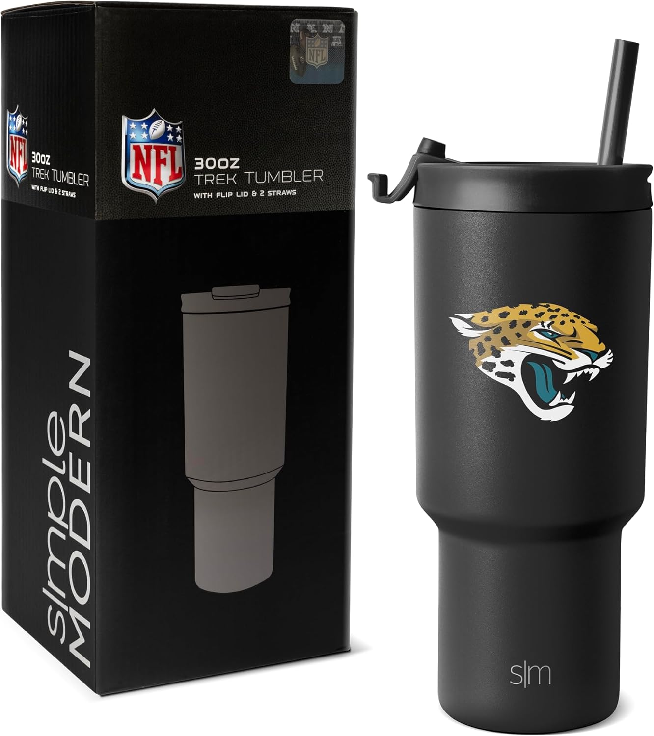 Jacksonville Jaguars 30 oz Tumbler with Flip Lid and Straws