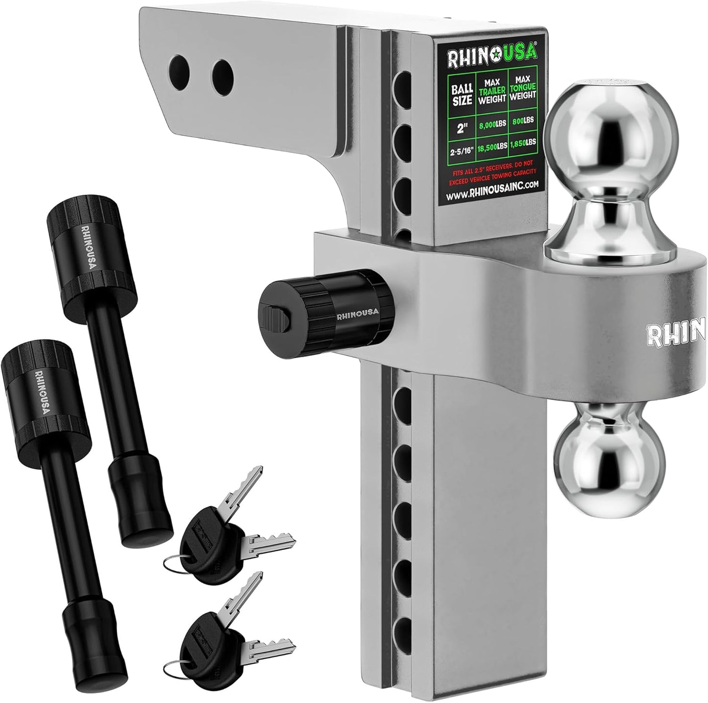 Rhino USA Adjustable Trailer Hitch for Heavy Duty Towing