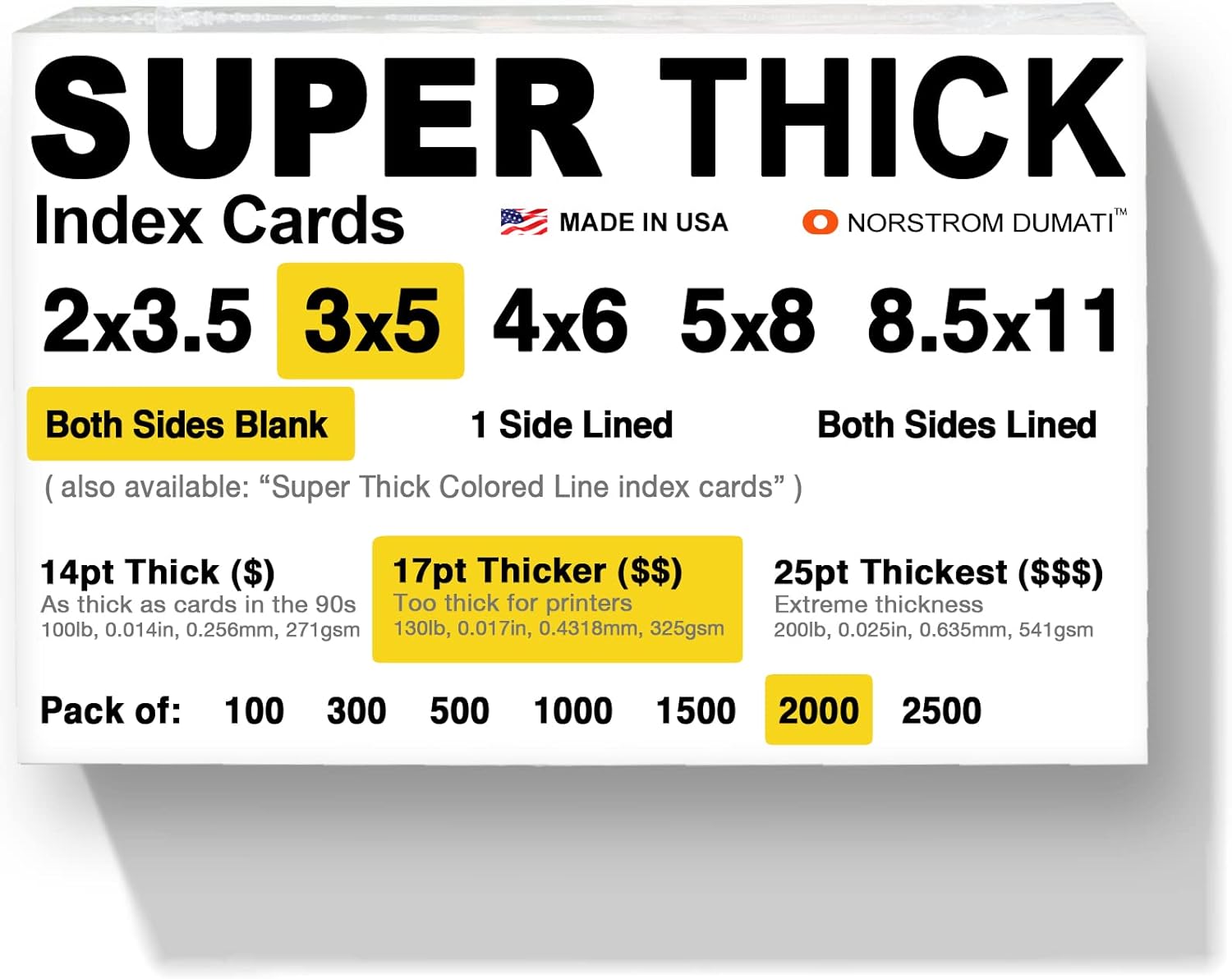 2000 Super Thick Index Cards 3x5 for All Your Needs