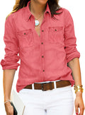 luvamia Denim Shirt Women Chambray Jean Western Shirt - Relaxed