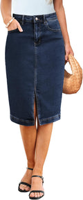 Luvamia Jean Skirts for Women - Trendy High Waisted Midi Style