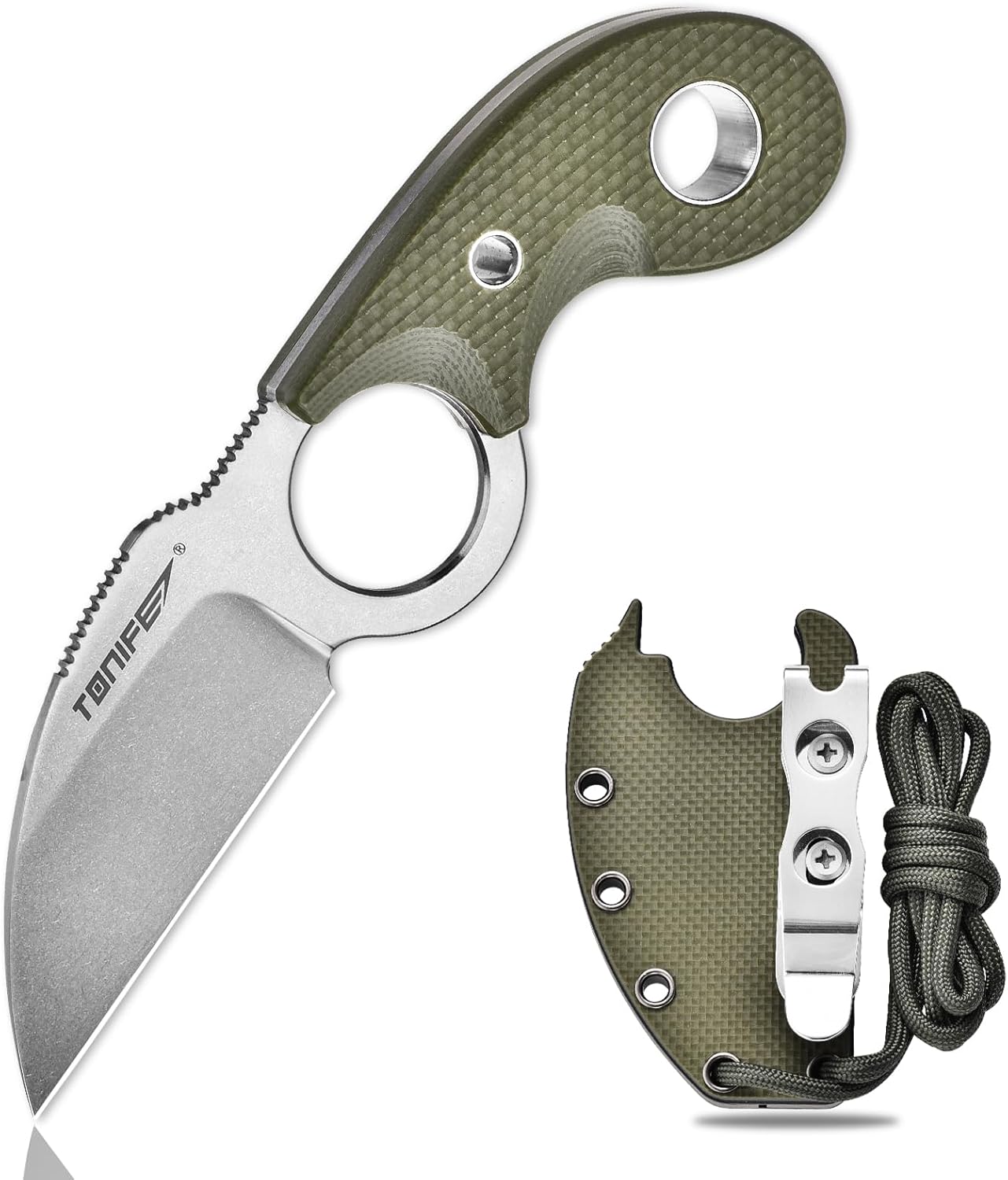 TONIFE Small Fixed Blade Knife for EDC Camping and Outdoors