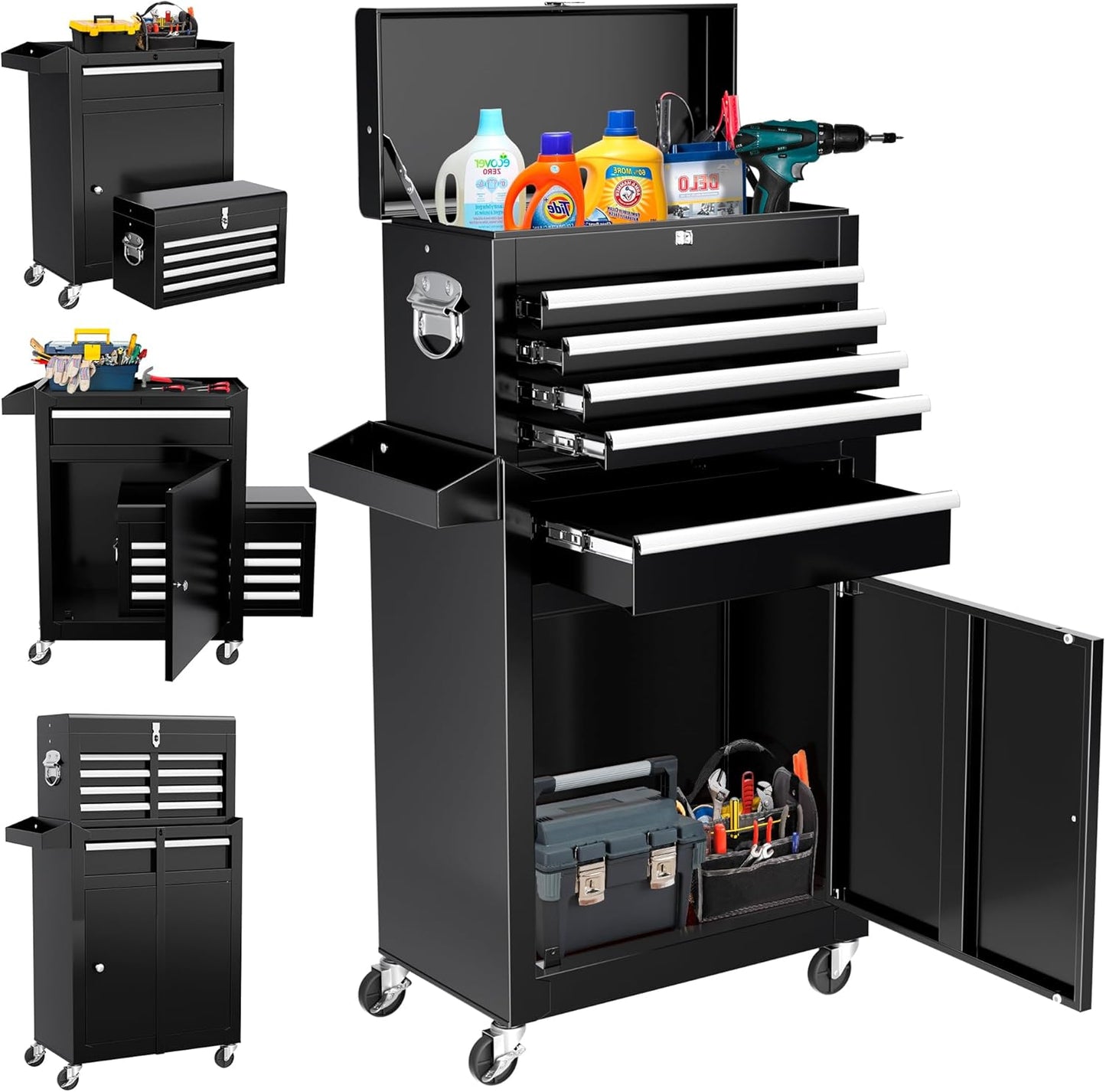 5-Drawer Rolling Tool Chest with Wheels for Garage and Workshop