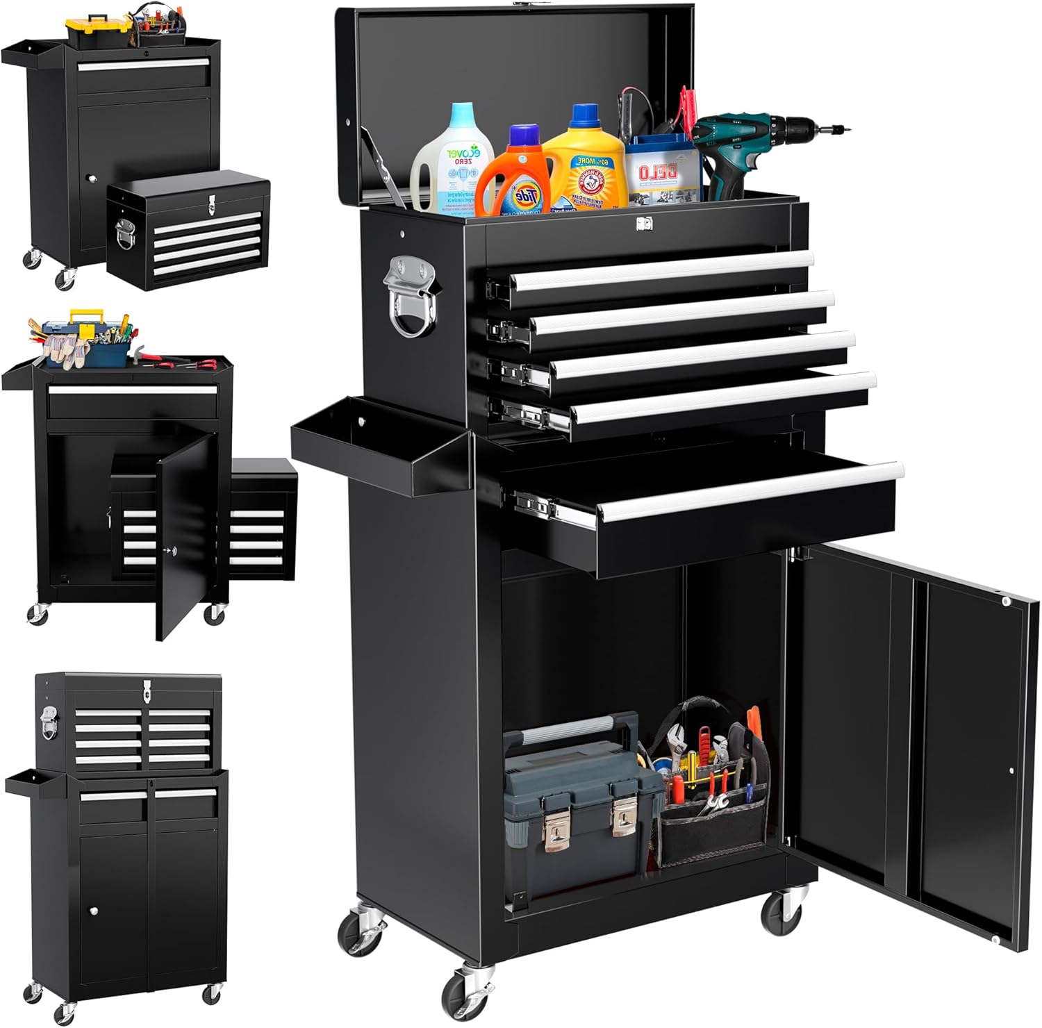 5-Drawer Rolling Tool Chest with Wheels for Garage and Workshop