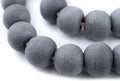 Jumbo Recycled Glass Beads 32in Strand - Gray Opaque for Home Decor
