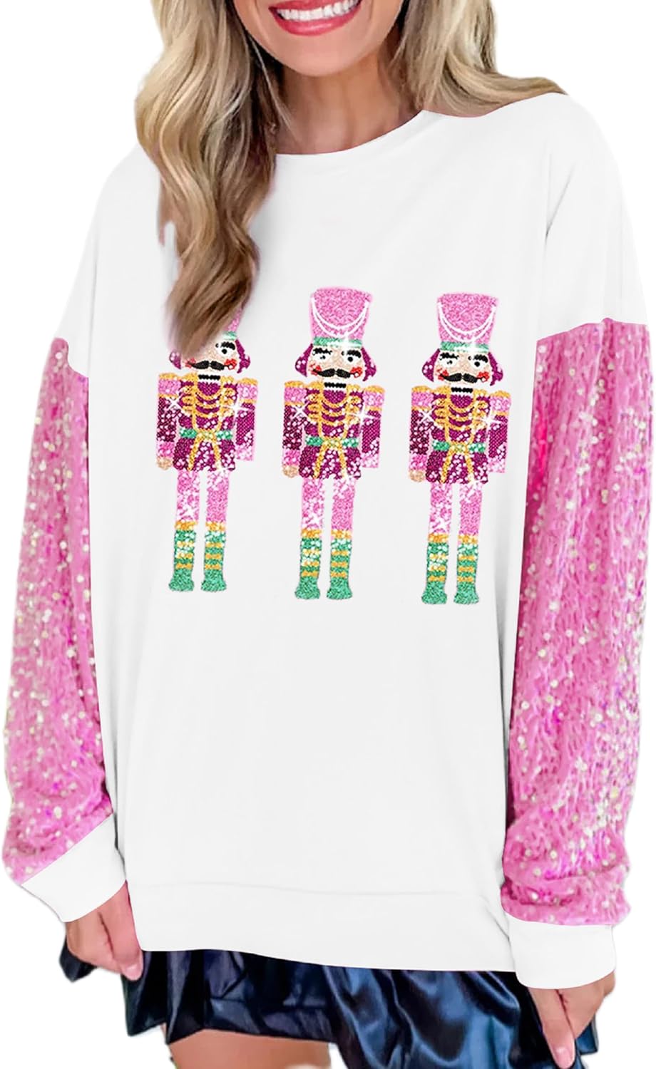 UAURORAO Christmas Sequins Sweatshirts for Festive Cheer