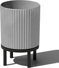 Demi Series Round Planter 11in with Acacia Wood Stand - Tall Modern