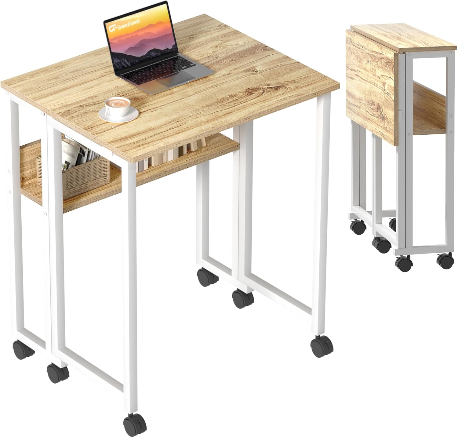 Compact Oak Foldable Desk - Easy Storage & Mobility