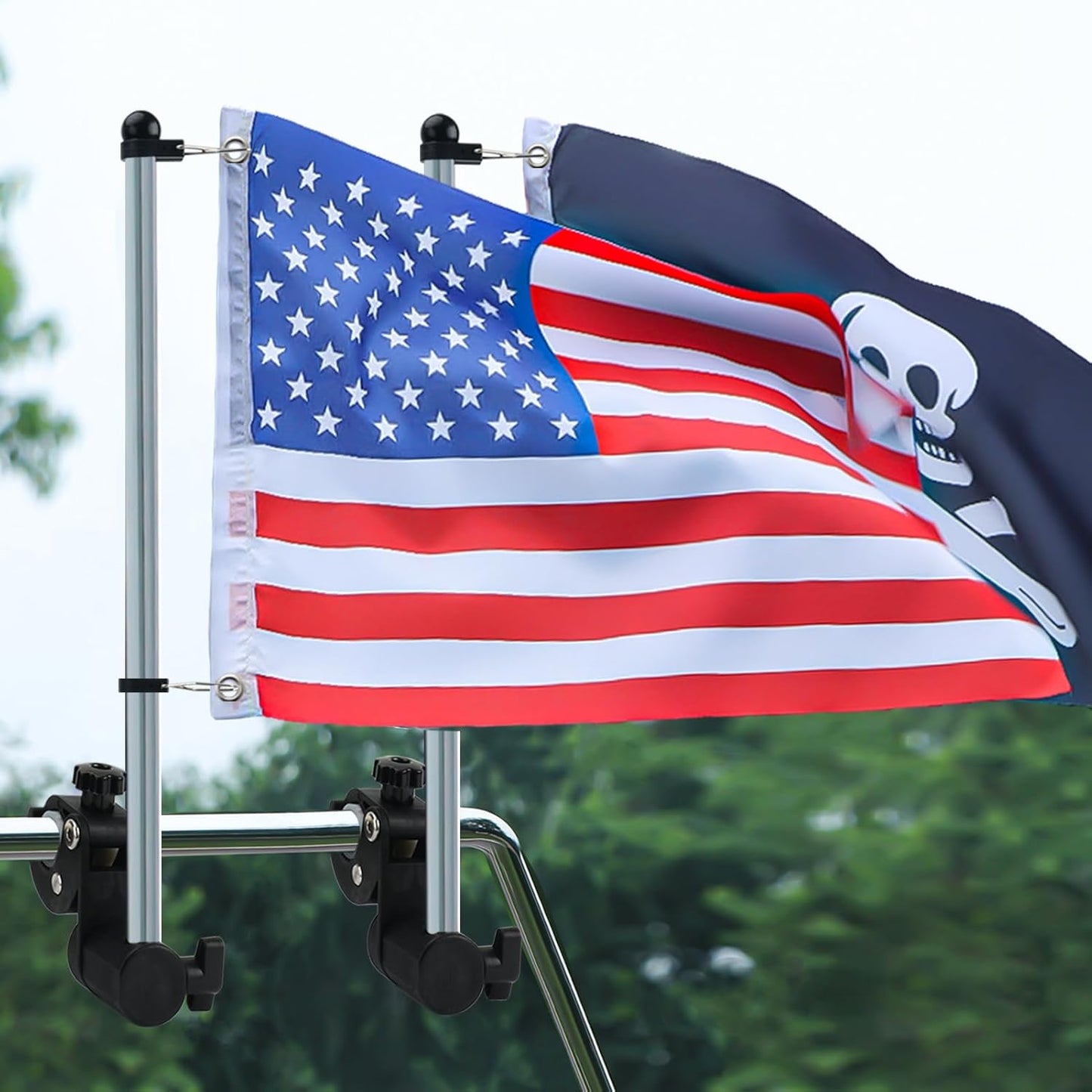 Hoffen Adjustable Boat Flag Pole Kit - No Drilling Needed!