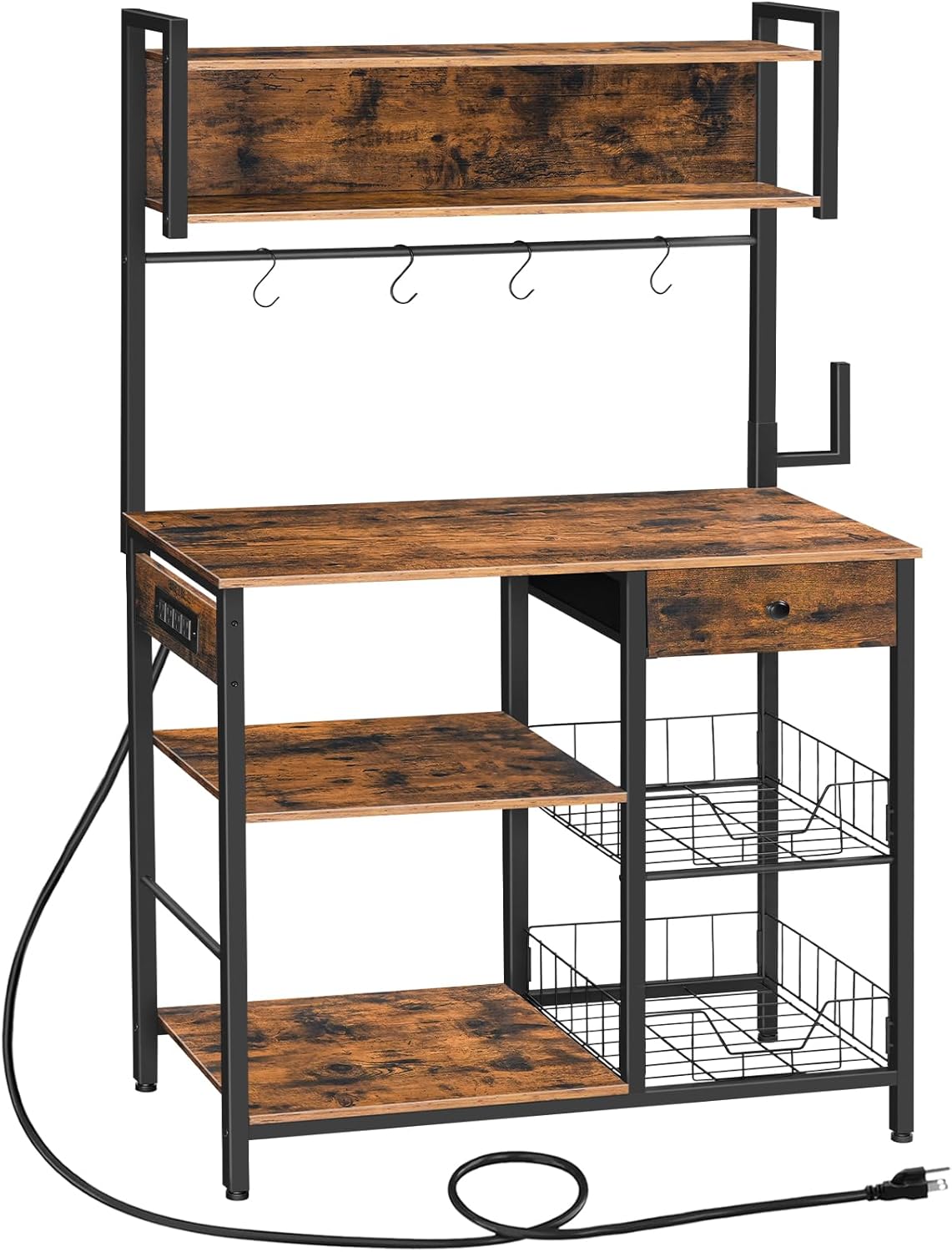 HOOBRO 5-Tier Bakers Rack with Power Outlets