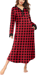 Ekouaer Womens Nightgown Long Loungewear V Neck Nightshirt material