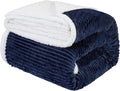 Striped Sherpa Fleece Blanket Twin Size - Super Soft, Reversible