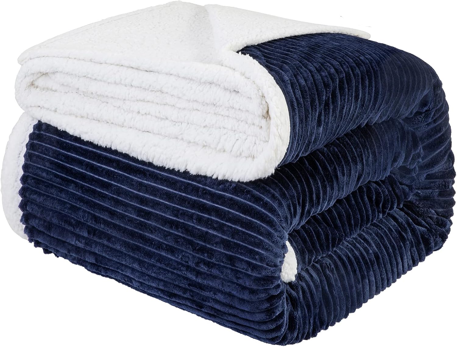 LBRO2M Striped Sherpa Fleece Blanket for Cozy Warmth