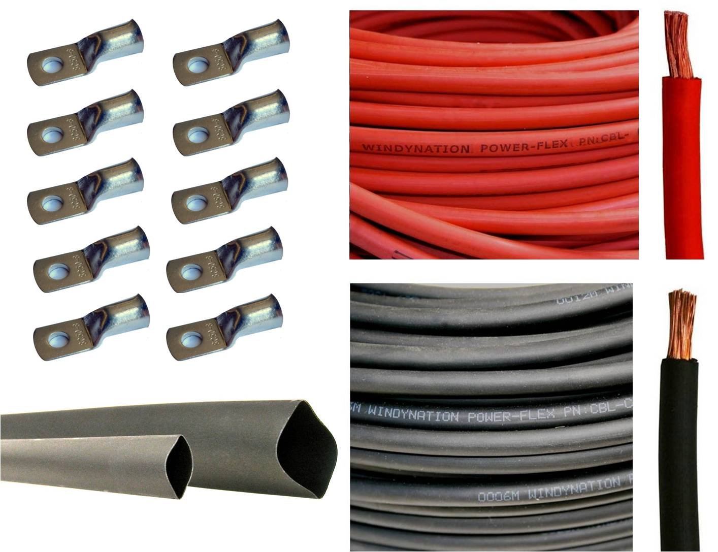 1/0 Gauge Welding Battery Cable with Connectors and Heat Shrink