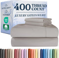 400 Thread Count Cotton Sheet Set Full - Deep Pocket Light Grey