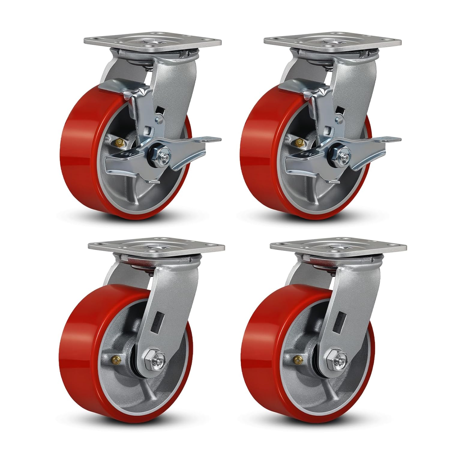 5x2 Heavy Duty Polyurethane Casters for Platform Trucks and Carts